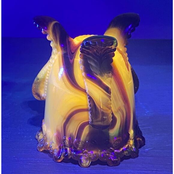 Boyd Glass Forget Me Not Toothpick Holder 1999 Autumn Harvest UV GLOWS OOAK 1065 - Picture 11 of 16